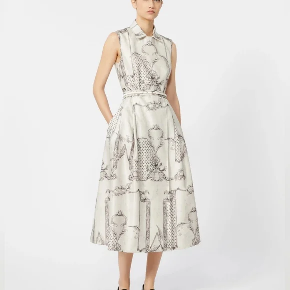 MaxMara Printed Mikado shirt dress - Ivory - Picture 2 of 14